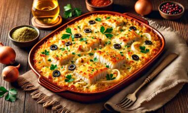 Deliciosa receita de Arroz de bacalhau gratinado