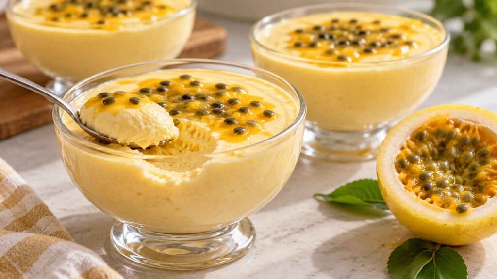 Como fazer mousse de maracujá no liquidificador sem gelatina. Imagem: Condutta.com/IA