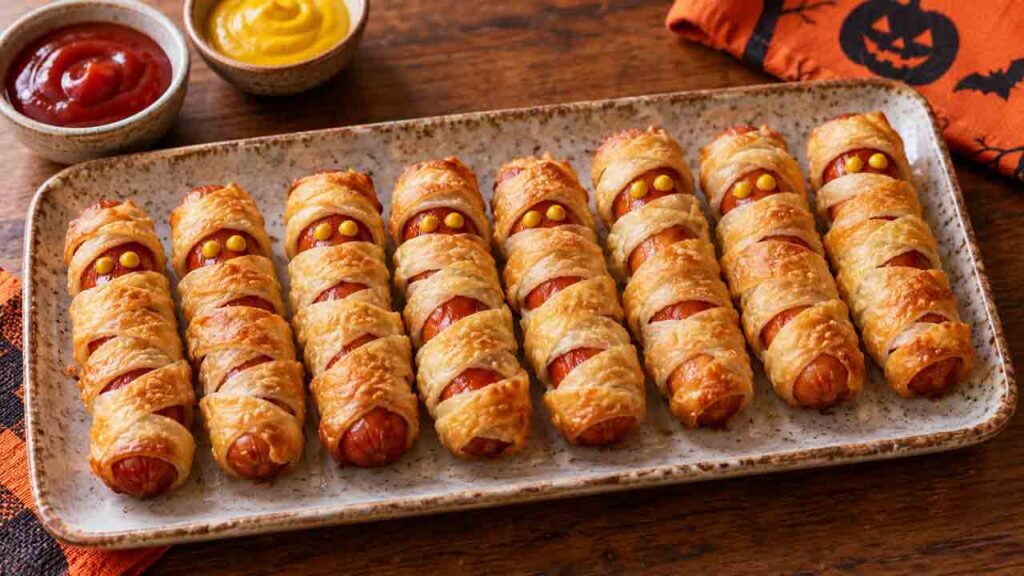 Múmias de salsicha: veja como fazer o lanche de Halloween no forno. Imagem: Condutta.com/IA